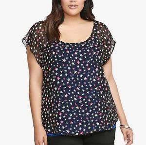 Torrid Stars Chiffon Button Back Dolman